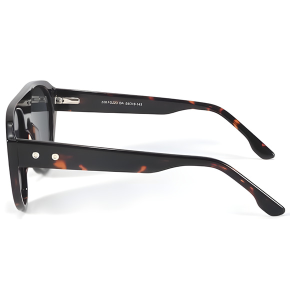 Modern Flat Top Tortoise Frame Dark Lens Oversized Polarized Sunglasses - Picture 4 of 4